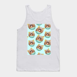 kawaii food cute mint green cartoon bear donuts Tank Top